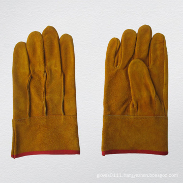 Golden Full Leather Straight Thumb Welding Work Glove-9967. Gd